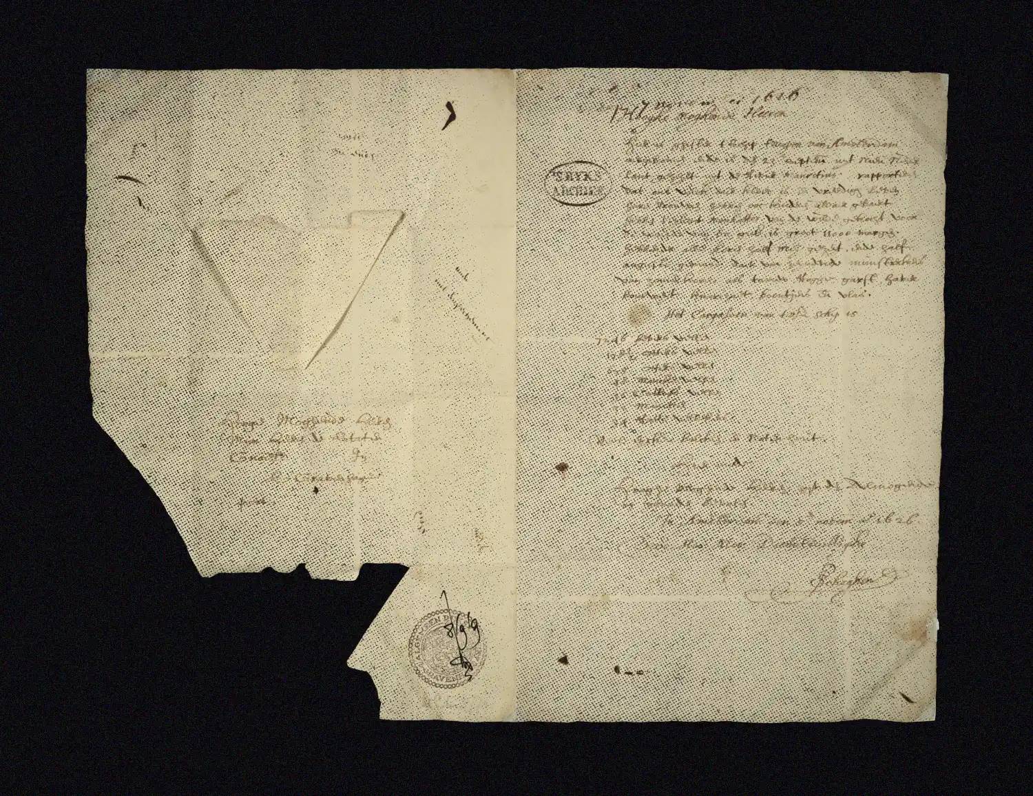 Report by Pieter Schaghen to the Dutch West India Company (November 5, 1626), announcing the purchase of Manhattan Island, 1926. Carta de Pieter Schaghen. Source: National Archief, La Haya.