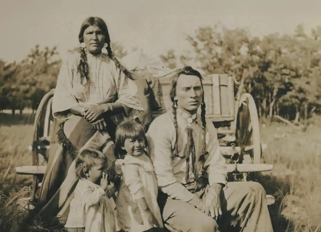 Native American family, photographed in a studio between 1898 and 1902. Source: Brooklyn Museum Collection. 
