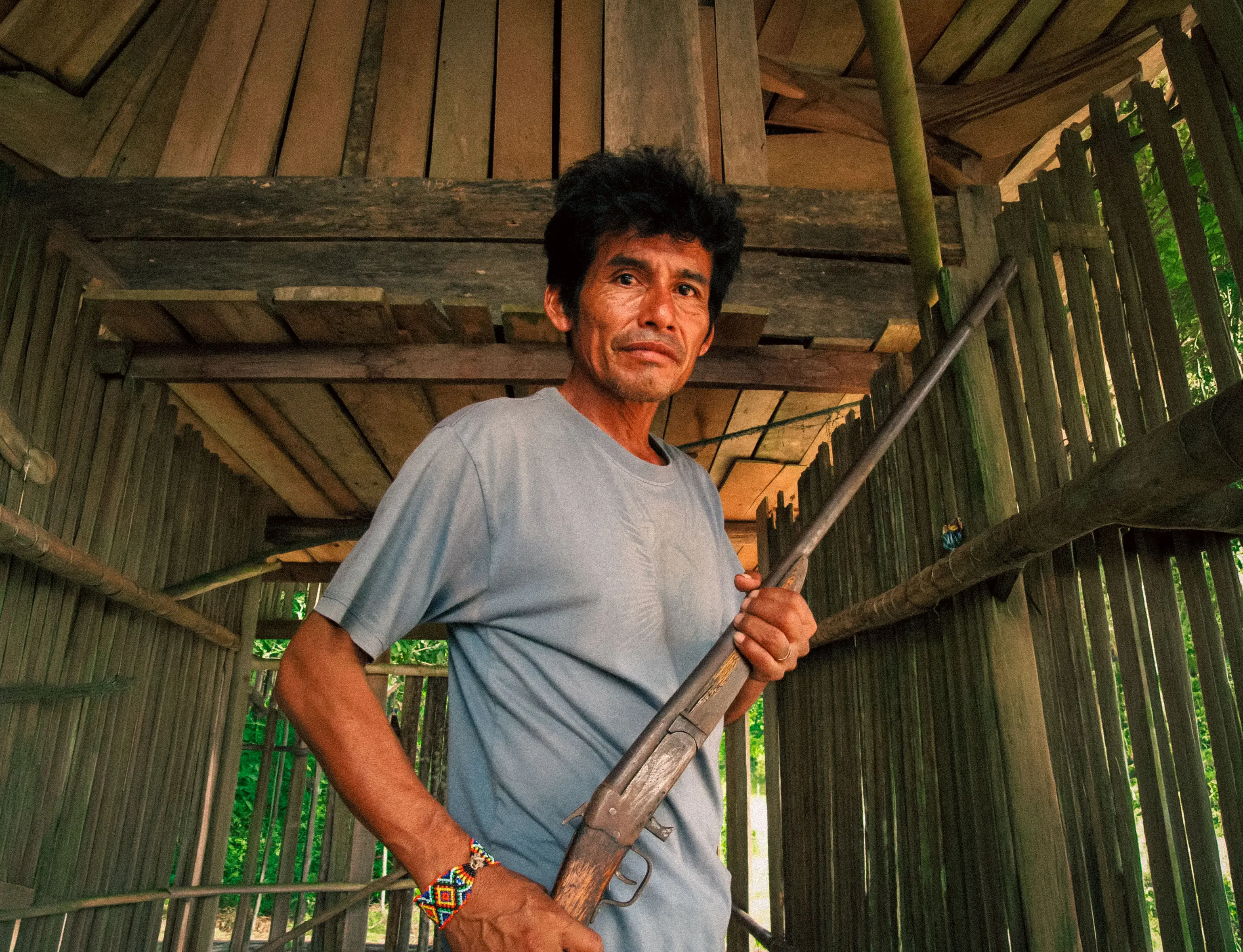 Edwin Chota, an Asháninka leader and defender of indigenous territory, was murdered in 2014 along with three other leaders for reporting illegal logging in the Peruvian Amazon. Photo: Scott Wallace / Gettyimages